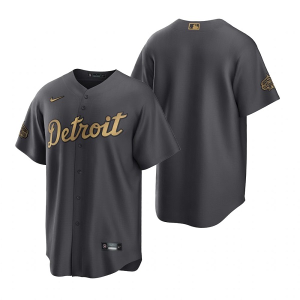 Men's Detroit Tigers Blank Charcoal 2022 All-star Base Base Stitched Jersey